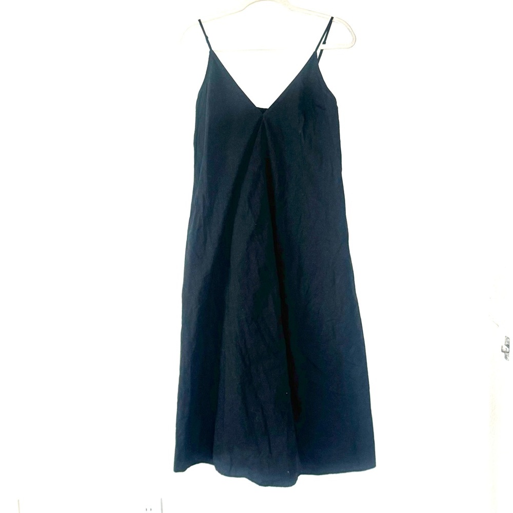 Babaton Aritzia Nouvelle Cotton Poplin Black Swing Midi Dress V Neck S $148 - Picture 2 of 13